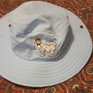 Light Blue Bucket Hat with Embroidered Goat